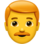 Emoji de hombre: pelo rojo en Apple, iOS