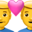 Emoji de pareja con corazón: hombre, hombre en Apple, iOS