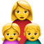 Emoji de Familia: mujer, niña, niño en Apple, iOS