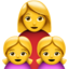 Emoji de Familia: mujer, niña, niña en Apple, iOS