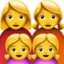 family: woman, woman, girl, girl Emoji on Apple, iOS