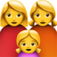 family: woman, woman, girl Emoji on Apple, iOS