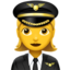 woman pilot Emoji on Apple, iOS