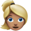 Emoji de mujer: pelo rubio en Apple, iOS