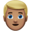 Emoji de hombre: cabello rubio en Apple, iOS