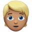 person: blond hair Emoji on Apple, iOS