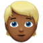 Emoji de persona: cabello rubio en Apple, iOS