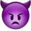 angry face with horns Emoji on Apple, iOS