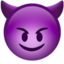 Emoji de cara de diablo en Apple, iOS