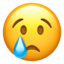 sad but relieved face Emoji on Apple, iOS