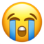 loudly crying face Emoji on Apple, iOS