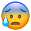 anxious face with sweat Emoji on Apple, iOS