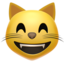 Emoji de gato sonriente con ojos sonrientes en Apple, iOS