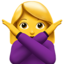 woman gesturing NO Emoji on Apple, iOS