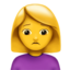 Emoji de mujer frunciendo el ceño en Apple, iOS