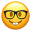 Emoji de cara de nerd en Apple, iOS