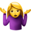 Emoji de mujer encogiéndose de hombros en Apple, iOS