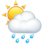 Emoji de sol detrás de la nube de lluvia en Apple, iOS