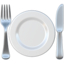 Emoji de plato, tenedor y cuchillo en Apple, iOS