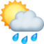 sun behind rain cloud Emoji on Facebook