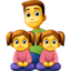 Emoji de familia: hombre, chica, chica en Facebook