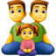 Emoji de familia: hombre, hombre, chica en Facebook