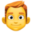 Emoji de hombre: pelo rojo en Facebook