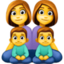 Emoji de familia: mujer, mujer, niño, niño en Facebook