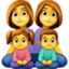 family: woman, woman, girl, boy Emoji on Facebook