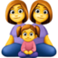 family: woman, woman, girl Emoji on Facebook