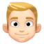 Emoji de hombre: cabello rubio en Facebook
