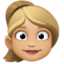 Emoji de mujer: pelo rubio en Facebook