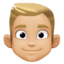 Emoji de hombre: cabello rubio en Facebook