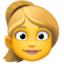 Emoji de mujer: pelo rubio en Facebook