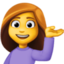 Emoji de mujer inclinando la mano en Facebook