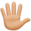 Emoji de mano con los dedos extendidos en Facebook