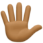 Emoji de mano con los dedos extendidos en Facebook