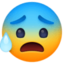 anxious face with sweat Emoji on Facebook