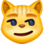 Emoji de gato con sonrisa irónica en Facebook