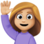 woman raising hand Emoji on Facebook