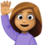 woman raising hand Emoji on Facebook