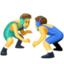 men wrestling Emoji on Facebook