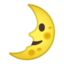 first quarter moon face Emoji on Android, Google