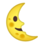 last quarter moon face Emoji on Android, Google