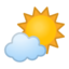 Emoji de sol detrás de una pequeña nube en Android, Google