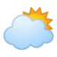 Emoji de sol detrás de una gran nube en Android, Google