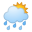 Emoji de sol detrás de la nube de lluvia en Android, Google