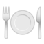 Emoji de plato, tenedor y cuchillo en Android, Google