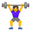 woman lifting weights Emoji on Android, Google