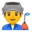 Emoji de hombre trabajador de la fábrica en Android, Google